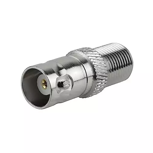 NETBOON Straight Coaxial Connector BNC Female to F Type Female 50 Ohm Nickel Plated Brass, BNC-F-F-F-ADP