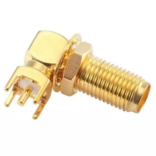 GENERIC SMA Female Bulkhead Right Angle Coaxial Cable Adapter 50 Ω Impedance for High Speed PCB Antenna Cable, LQ-1FPI-8CVK