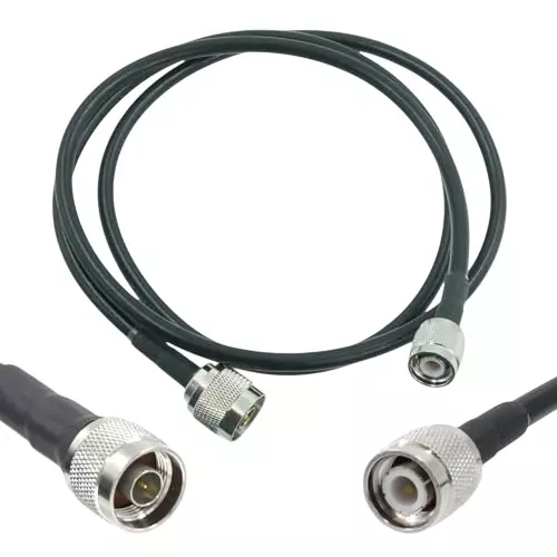 NBR RG-58 Low Loss Jumper Antenna Wire Black N Male to TNC Male 1.5 m Cable Length 50 Ohm Impedance, CA0499