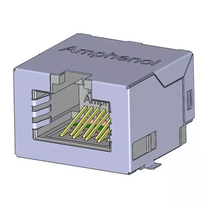 AMPHENOL COMMUNICATIONS SOLUTIONS RJ45 CONN, R/A JACK, 8P8C, 1PORT, SMT, RJE3A1886401.