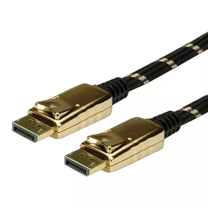 ROLINE AUDIO CABLE, DP PLUG, 3M, BLK/GLD, 11.04.5646