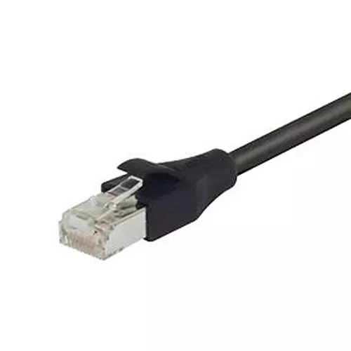 L-COM ENET CABLE, CAT6, RJ45 PLUG-PLUG, 10FT, TRD695SCR-BLK-10