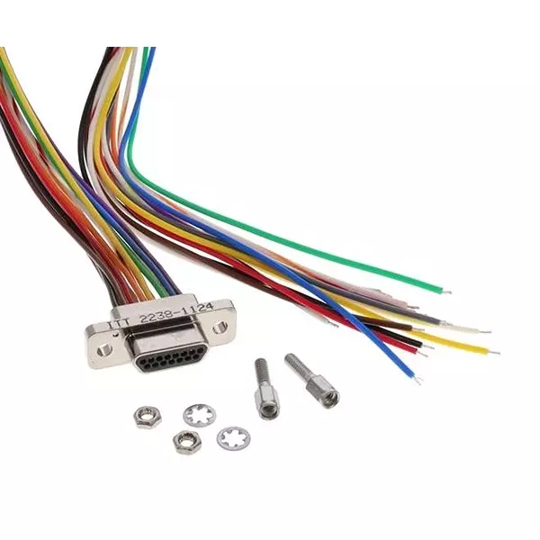 ITT CANNON Cable Assembly, 15P MICRO D RCPT-FREE END, 18", MDM-15SH003B-A174