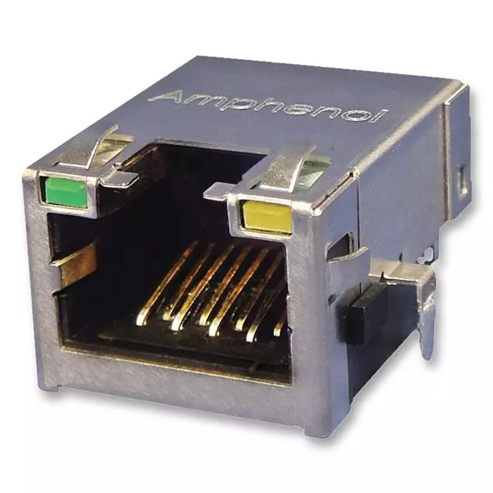 AMPHENOL COMMUNICATIONS SOLUTIONS JACK, MODULAR, 1PORT, 8P8C, G/Y LEDS, RJE73-188-00441