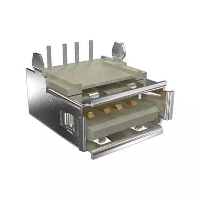 AMPHENOL COMMUNICATIONS SOLUTIONS USB CONN, 2.0 TYPE A, R/A RCPT, 4POS, TH, 87520-0010ALF