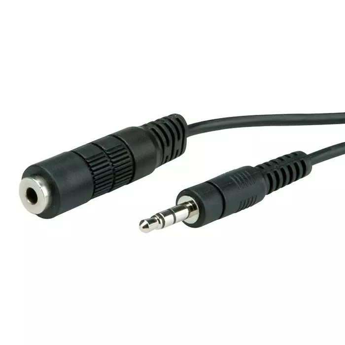 ROLINE AUDIO CABLE, 3.5MM PLUG-SKT, 10M, BLACK, 11.09.4359