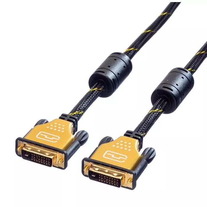 ROLINE CABLE, DVI-D TO DVI-D PLUG, BLK/YEL, 10M, 11.04.5518