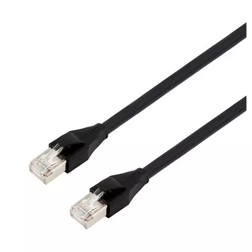 L-COM ENET CABLE, CAT7, RJ45 PLUG-PLUG, 0.5M, TRD795BLK-05M