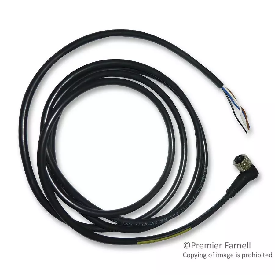 MOLEX LEAD, M12, 4WAY, 2M, R/A, PVC, 120006-0021