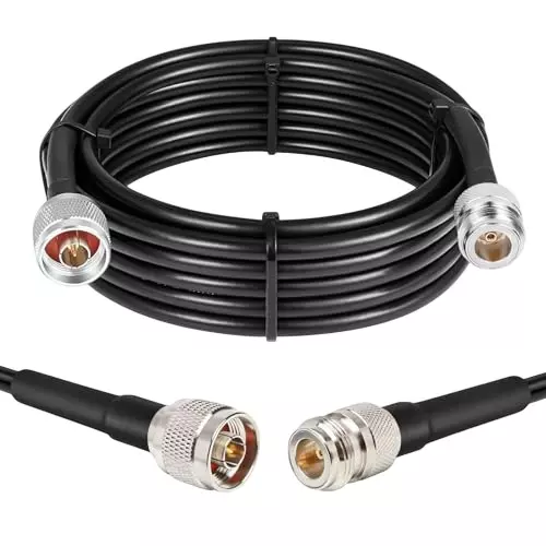 NBR Low Loss RF Coaxial Antenna Jumper Extension Cable RG58, N Male to N Female 50 Ohm 20 m Length