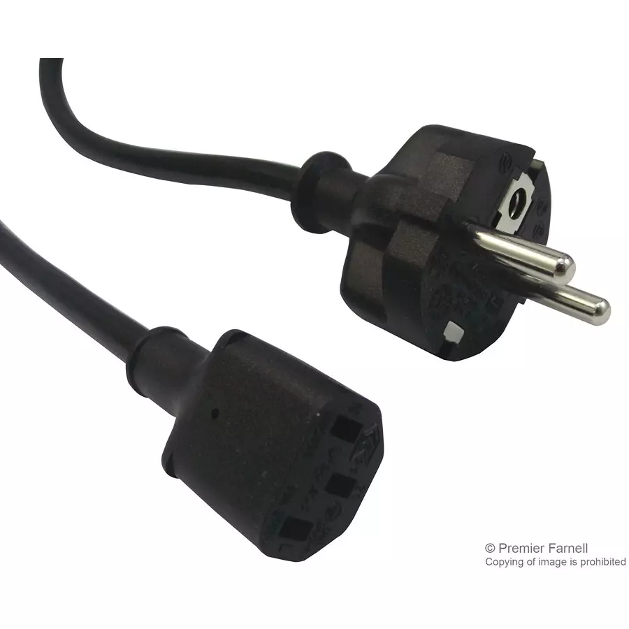 MULTICOMP PRO Power Cords / Electrical Power Cables POWER CORD, CEE 7/7 PLUG-IEC C13, 2M, GW-151620