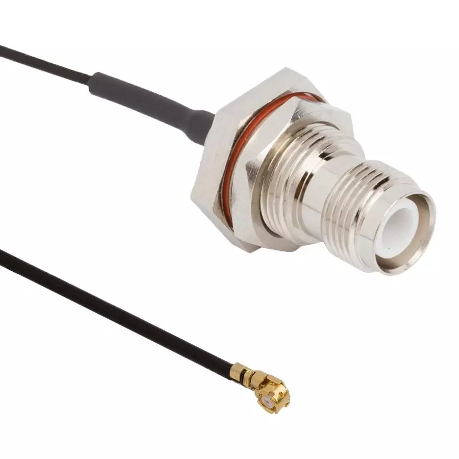 AMPHENOL RF RF Coaxial Cable Assemblies CABLE ASSY, AMC4 PLUG-TNC BKHD JK, 150MM, 095-850-289-150