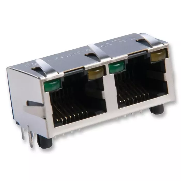 AMPHENOL COMMUNICATIONS SOLUTIONS JACK, RJ45, W/LED, SHIELD, 2PORT, RJHSE-5381-02