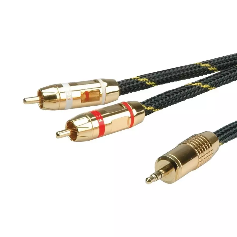 ROLINE AUDIO CABLE, 3.5MM-RCA X 2 PLUG, 5M, 11.09.4276
