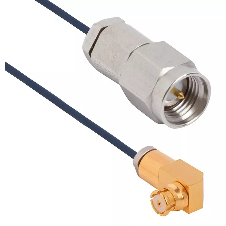 AMPHENOL SV MICROWAVE CABLE ASSY, SMP R/A JACK-SMA PLUG, 3", 7012-2006
