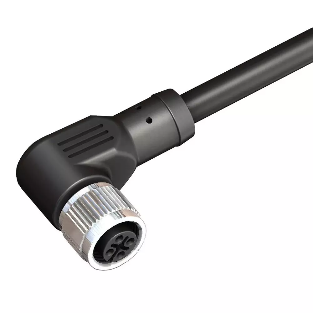 ALTECH Cable Assembly, 3P R/A M12 RCPT-FREE END/16.4, CBF12-R43N0-05BPUR