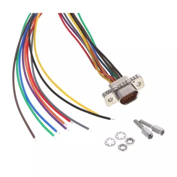 ITT CANNON Cable Assembly, 9P MICRO D PLUG-FREE END, 18", MDM-9PH003B-A174.