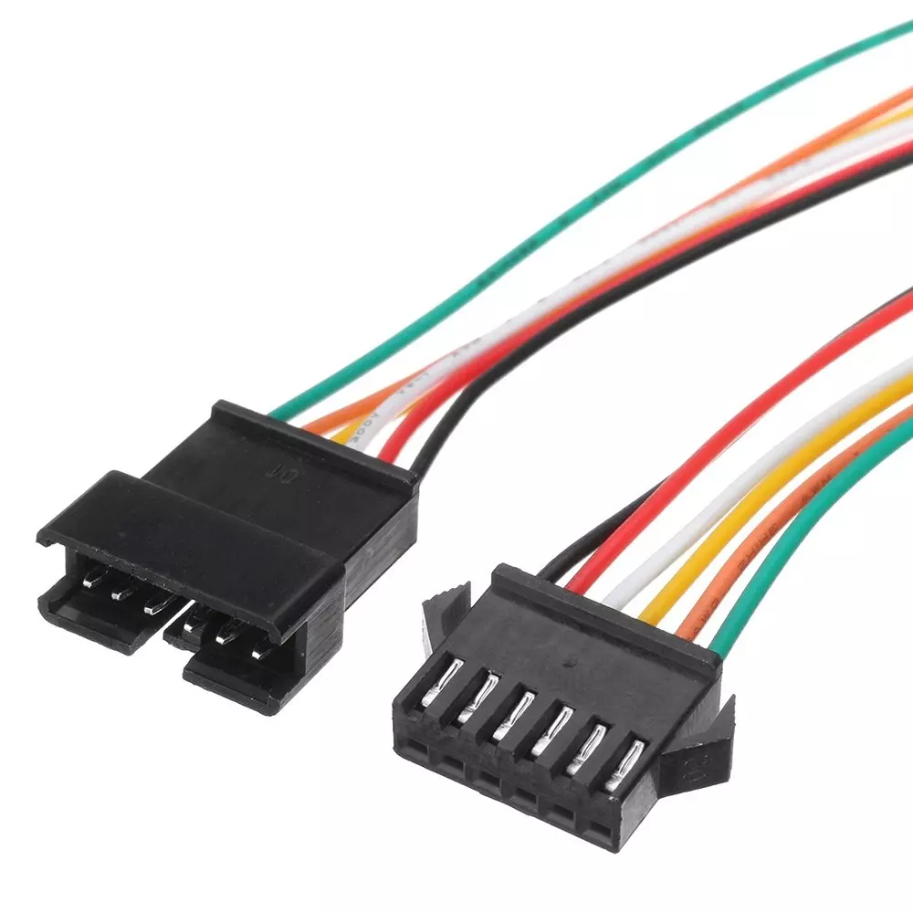 Invento Lock Type JST Connector Cable 6 Wire 6-Pin Male & Female 250 mm Length, 2 Sets (4 Pcs)