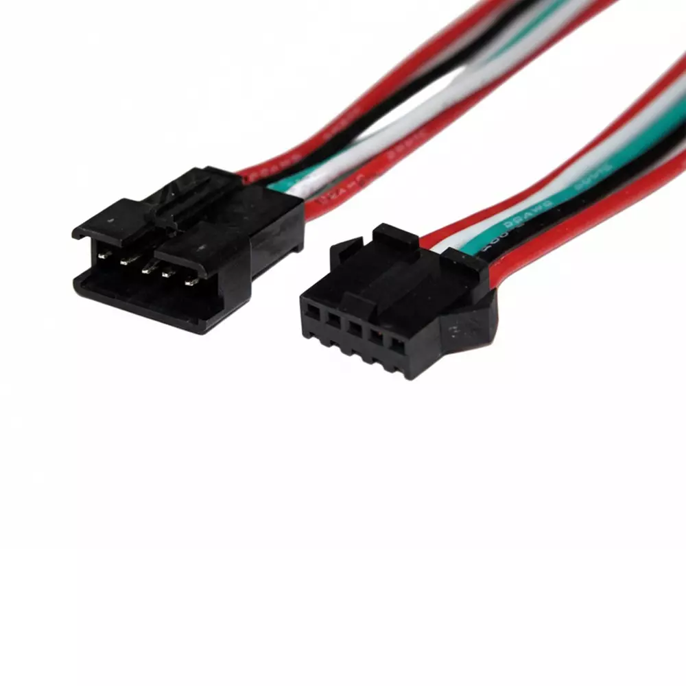 Invento Lock Type JST Connector Cable 5 Wire 5-Pin Male & Female 250 mm Length, 2 Sets (4 Pcs)