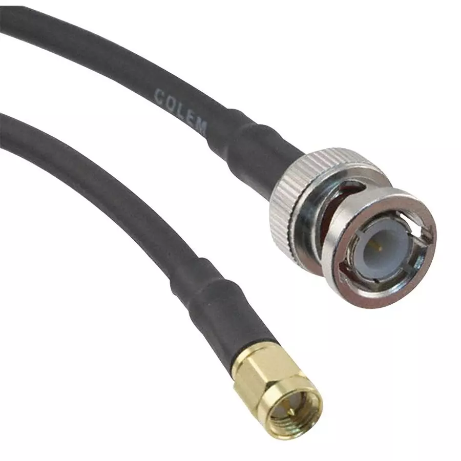 AMPHENOL RF RF Coaxial Cable Assemblies RF COAX CABLE, RG58, SMA-BNC, 500MM, BLACK, 245101-04-M0.50.
