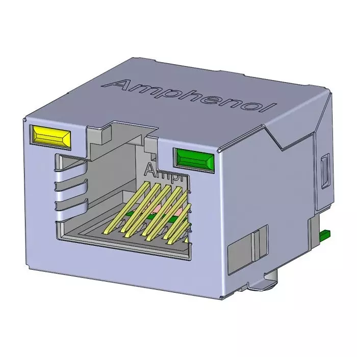 AMPHENOL COMMUNICATIONS SOLUTIONS RJ45 CONN, R/A JACK, 8P8C, 1PORT, SMT, RJE3A1886442.