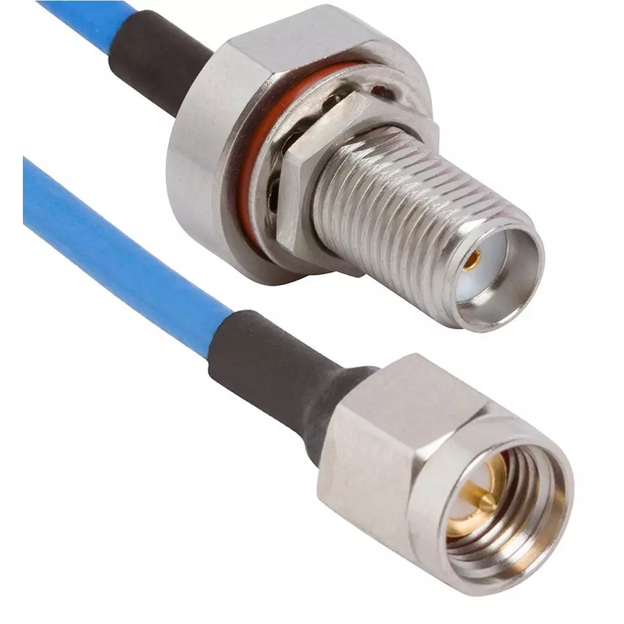 AMPHENOL SV MICROWAVE COAX CABLE, SMA RP PLUG-BLKHD JACK, 6", 7029-3541