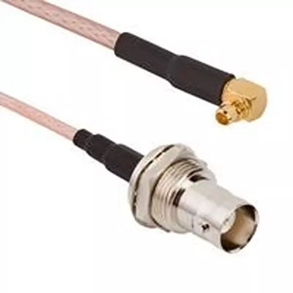 AMPHENOL RF Cable Assembly, BNC BLKHD JACK-MMCX R/A PLUG, 095-850-207-006