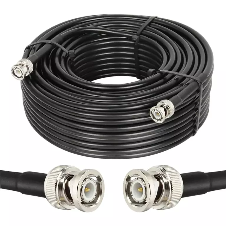NBR BNC Male to BNC Male RG58 RF Coaxial Jumper Extension Cable 20 m for Security Cameras, CCTV, Audio, Video 20 m
