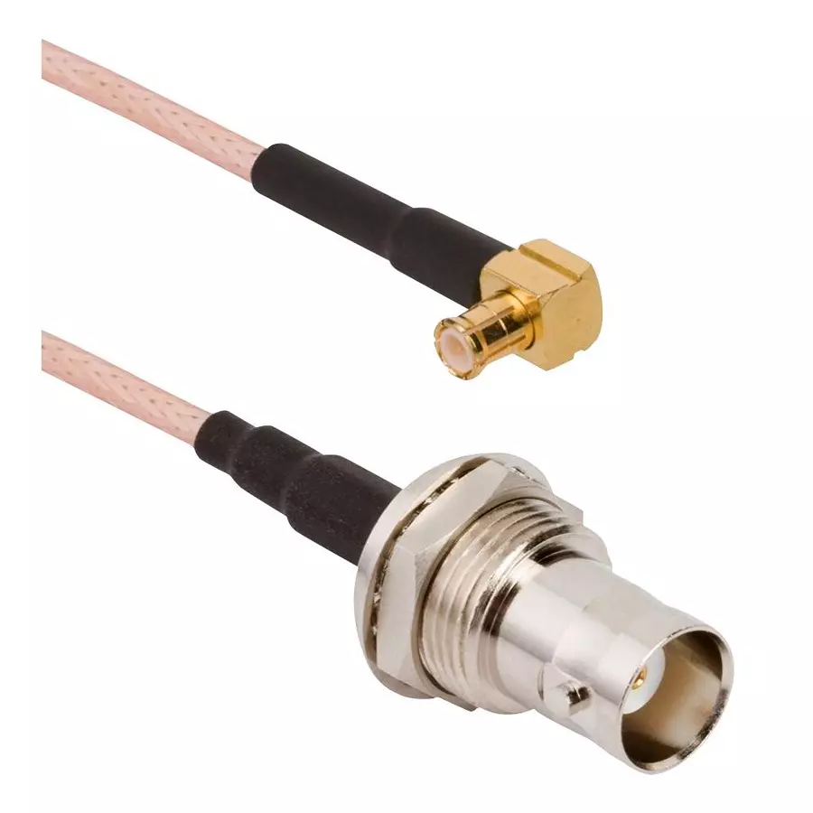 AMPHENOL RF RF Coaxial Cable Assemblies CABLE ASSY, BNC JACK-MCX R/A PLUG, 24", 095-850-303-024