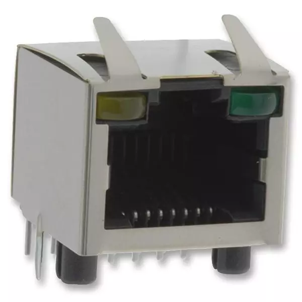 AMPHENOL COMMUNICATIONS SOLUTIONS JACK, RJ45, W/LED, SHIELD, 1PORT, RJHSE-5384
