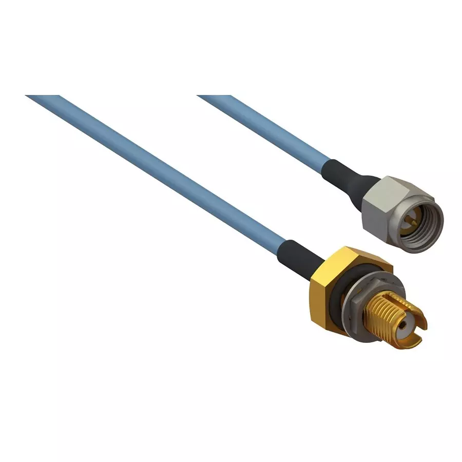 AMPHENOL SV MICROWAVE RF COAX CABLE, SMA PLUG-SMA BHD JACK, 6", 7029-3410