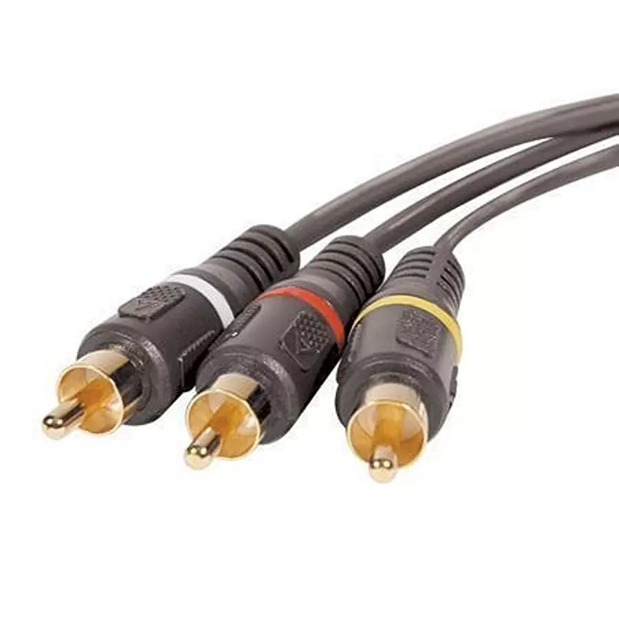 STELLAR LABS Cable, Audio Video Rca Plug, 12Ft, 24-12088