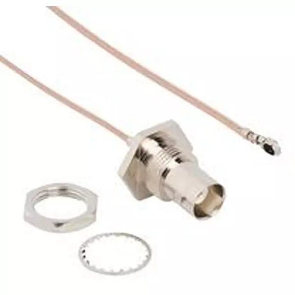 AMPHENOL RF Cable Assembly, R/A AMC PLUG-BNC BLKHD JACK, 095-850-210-150