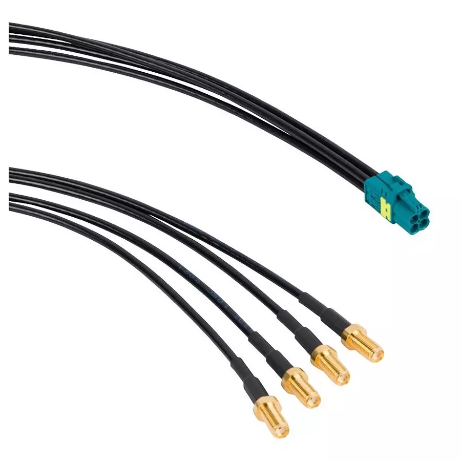 AMPHENOL RF RF Coaxial Cable Assemblies CABLE, MINI FAKRA JACK-4XSMA JACK , 3.3 , 095-820-176M100