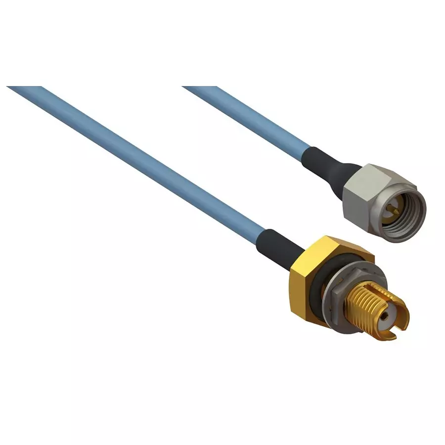 AMPHENOL SV MICROWAVE RF COAX CABLE, SMA PLUG-SMA BHD JACK, 6", 7029-3409