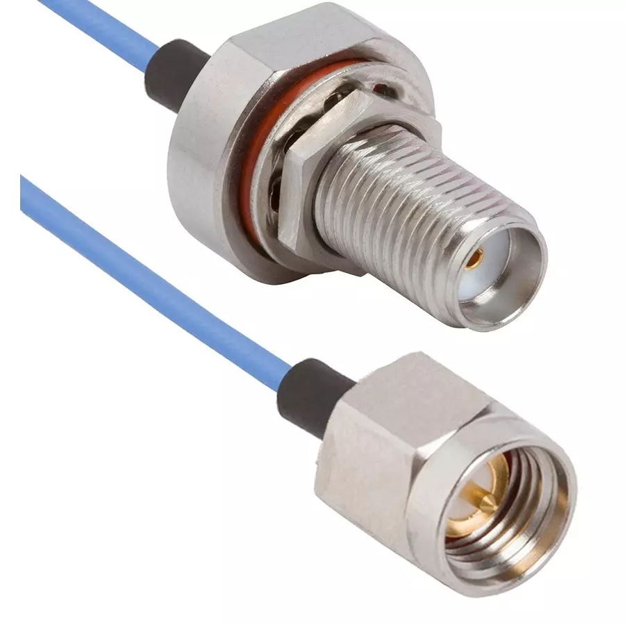 AMPHENOL SV MICROWAVE COAX CABLE, SMA RP PLUG-BLKHD JACK, 6", 7029-3540