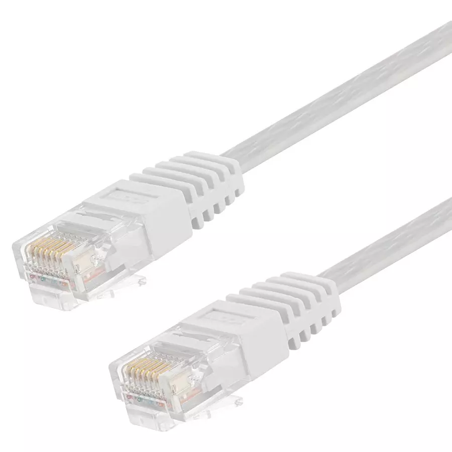 L-COM PATCH CORD, RJ45 PLUG-PLUG, 75FT, WHT, TRD855FLAT-WHT-75