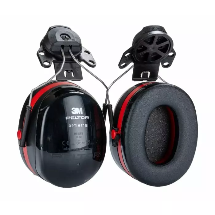 3M Optime III Ear Shells with Helmet Attachment 33dB Black Red, H540P3E-413-SV