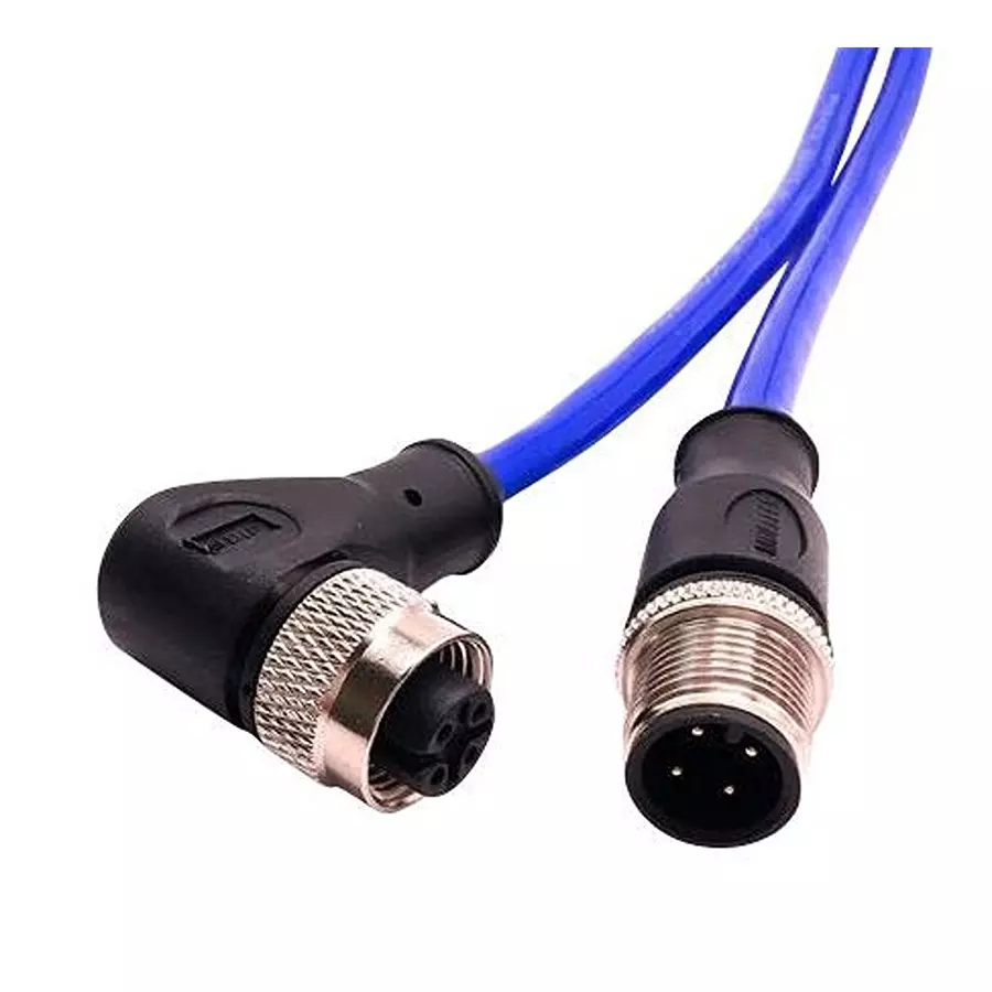 MUELLER ELECTRIC Cable Assembly, 4P M12 PLUG-R/A RCPT, 6.6, C4AD81M002