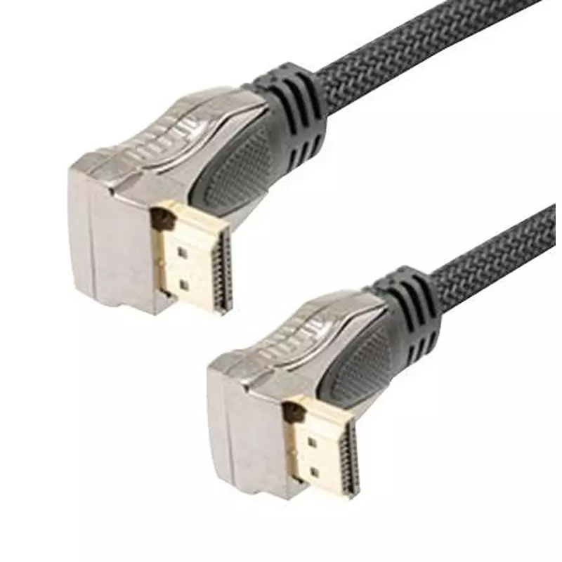 L-COM Cable Assembly, Hdmi R/A Plug-Plug, 9.8, HDMI-MM-RAUD-3M