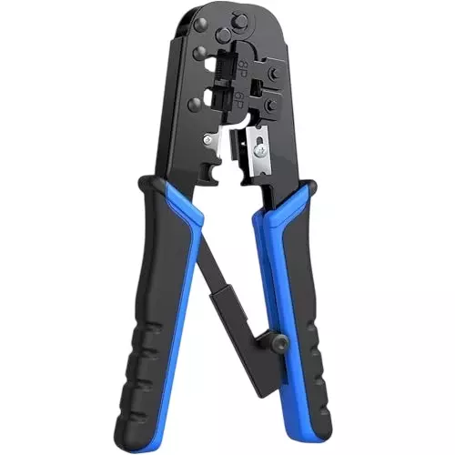 PremiumAV Ethernet Wire Crimper Tool for UTP 8P/RJ45 and 6P/RJ12 4P/RJ11 Connectors Black, MST-3176