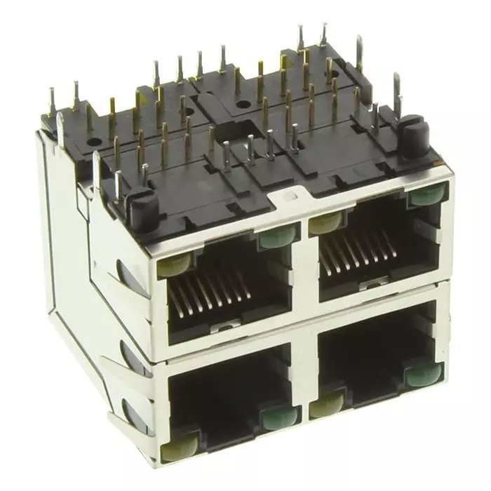 AMPHENOL COMMUNICATIONS SOLUTIONS CONN, RJ45, STACKED, JACK, 8P8C, 4PORT, RJSAE-5384-04
