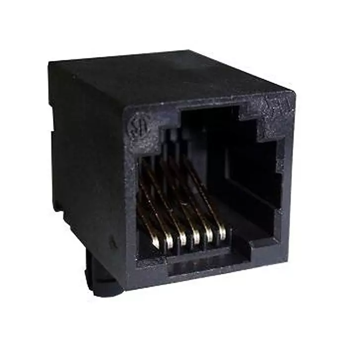 AMPHENOL COMMUNICATIONS SOLUTIONS MODULAR CONN, R/A JACK, 6P2C, 1PORT, TH, RJE0112001