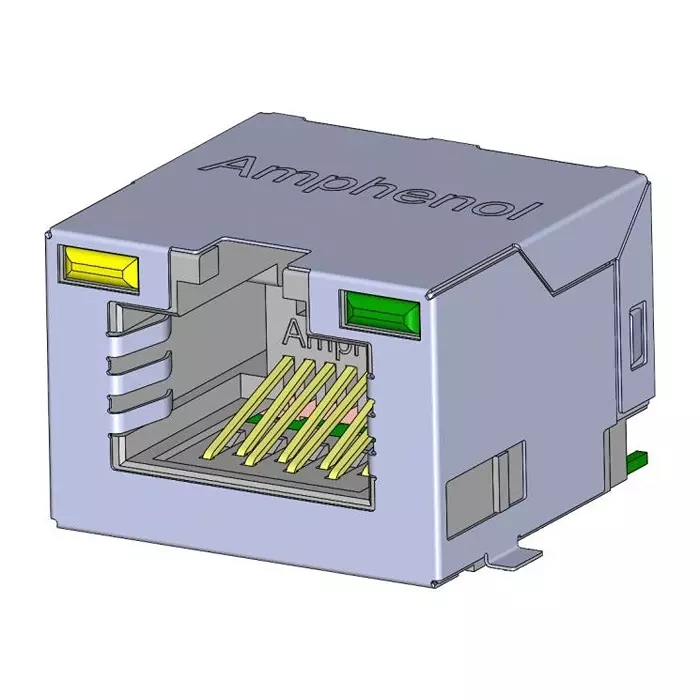 AMPHENOL COMMUNICATIONS SOLUTIONS RJ45 CONN, R/A JACK, 8P8C, 1PORT, SMT, RJE3A1886411.
