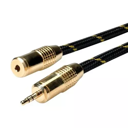 ROLINE AUDIO CORD, 3.5MM PLUG-SKT, 10M, BLK/GLD, 11.09.4759