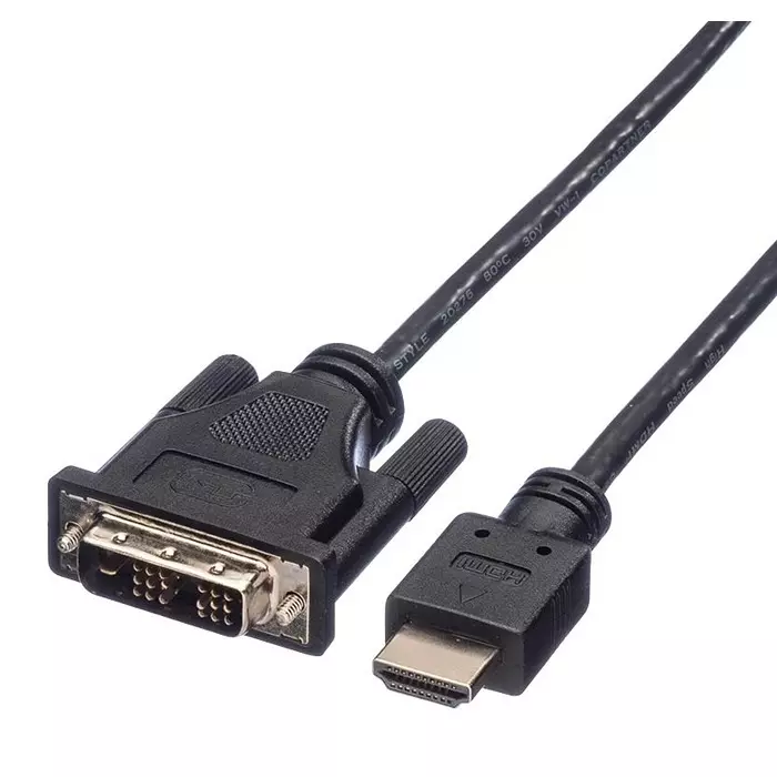 ROLINE CABLE, DVI-D TO HDMI A PLUG, BLACK, 1.5M, 11.04.5516