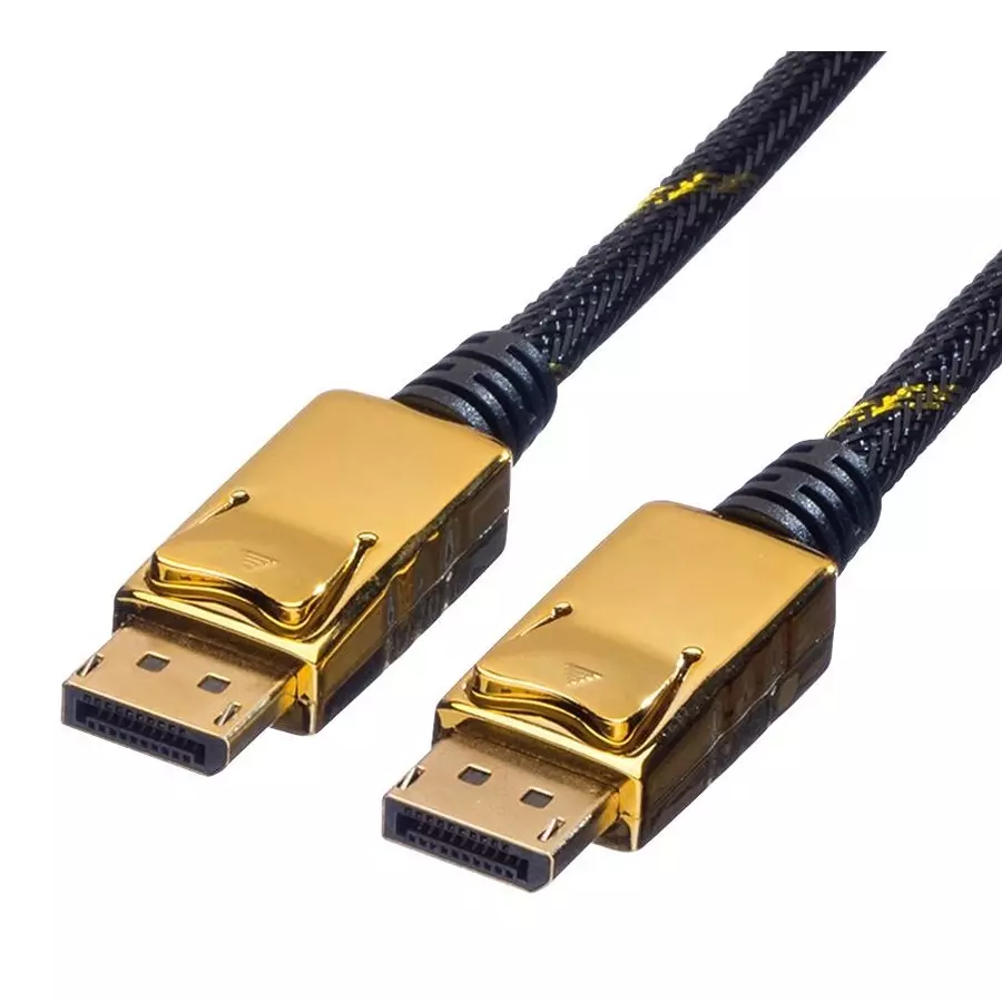 ROLINE CABLE, DP PLUG-PLUG, BLK/GOLD, 10M, 11.04.5649