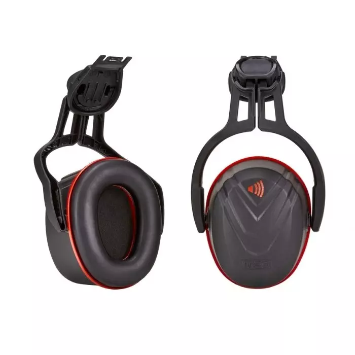 MSA Safety V-Gard Ear Shells with Helmet Attachment 36dB Black Red, 10190358