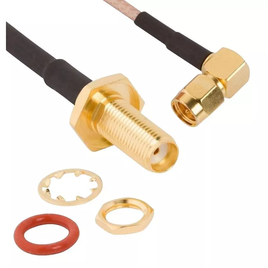 AMPHENOL RF RF Coaxial Cable Assemblies CABLE ASSY, SMA R/A PLUG-SMA JACK, 1M, 095-902-570-M100
