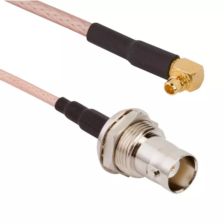 AMPHENOL RF RF Coaxial Cable Assemblies CABLE ASSY, BNC JACK-MMCX R/A PLUG, 6", 095-850-301-006